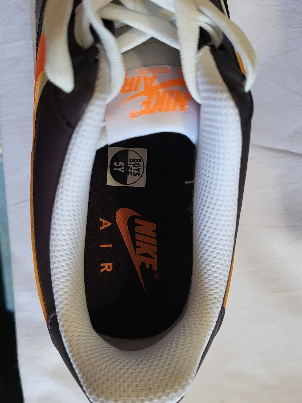 *NEW* Nike Air Force 1 GS White Orange Blue Leather Sneakers Size 5Y Women's 6.5